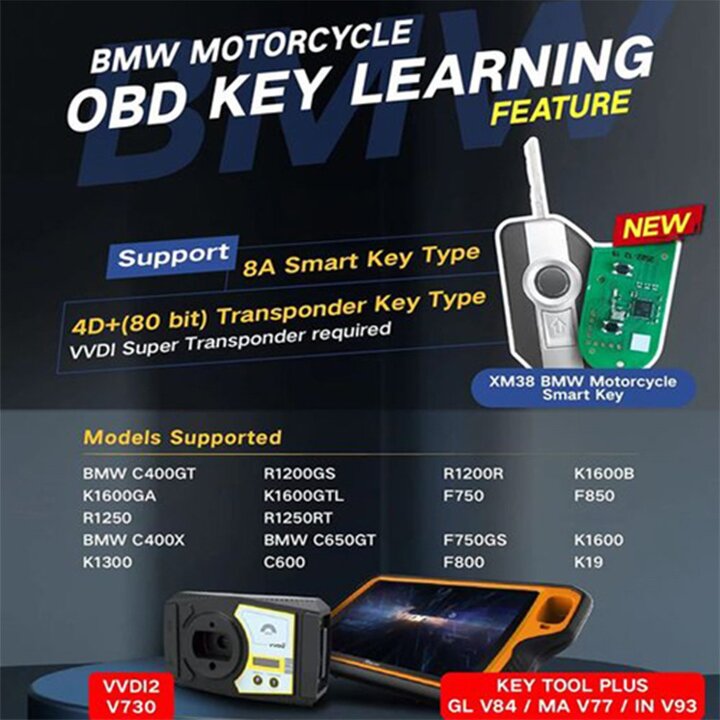 XHORSE VVDI BMW Motorcycle OBD Key Learning Authorization for VVDI2/Key Plus Tool