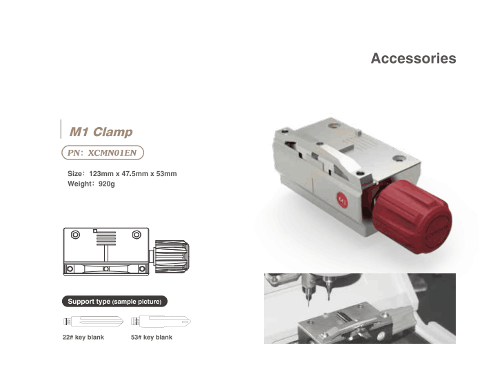 Xhorse XCMN01EN M1 Clamp for Condor XC-Mini plus and Dolphin XP005 Key Cutting Machine