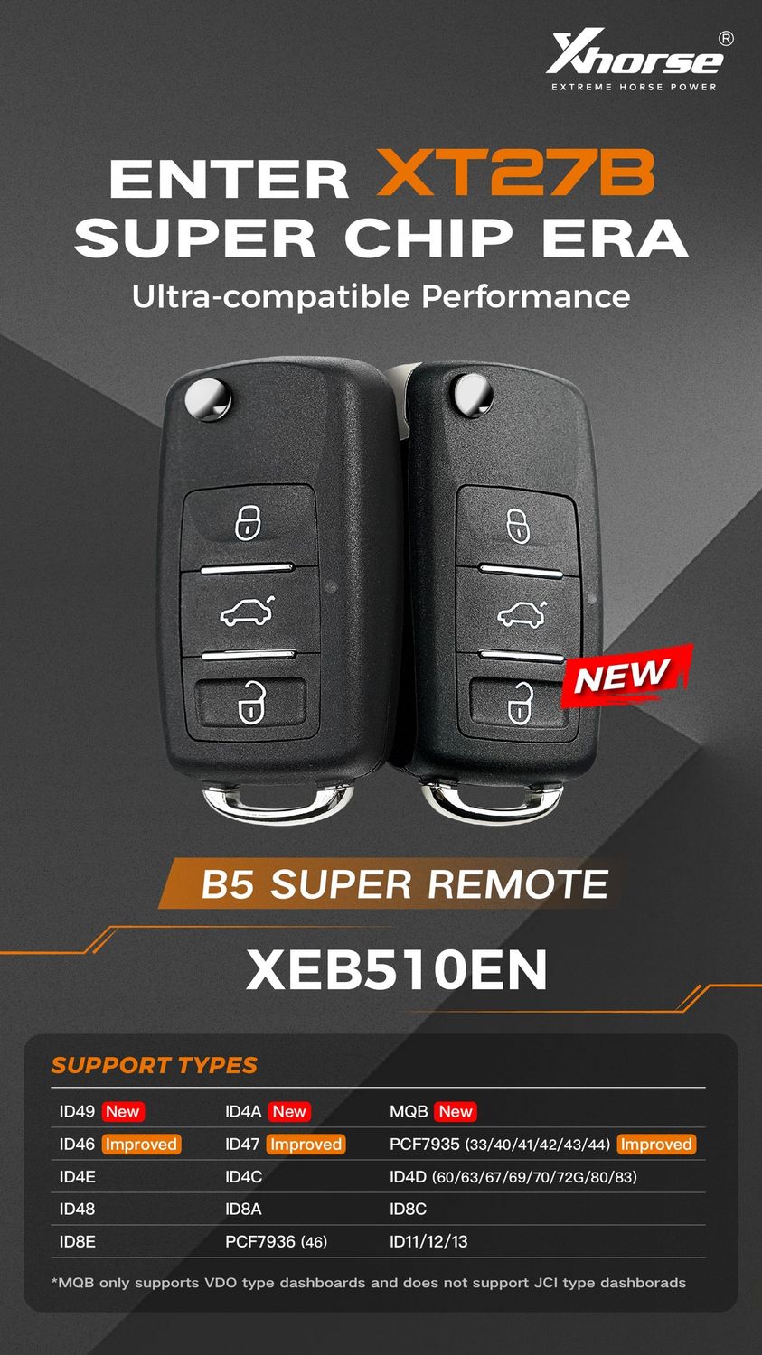 10pcs/Lot XHORSE XEB510EN B5 Super Remote with XT27B Super Chip 